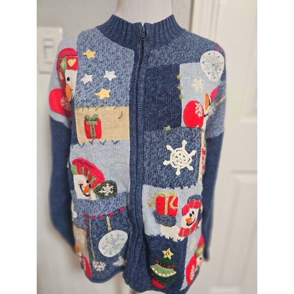 VINTAGE Tiara Christmas Cardigan Sweater Women’s Large - Picture 1 of 12